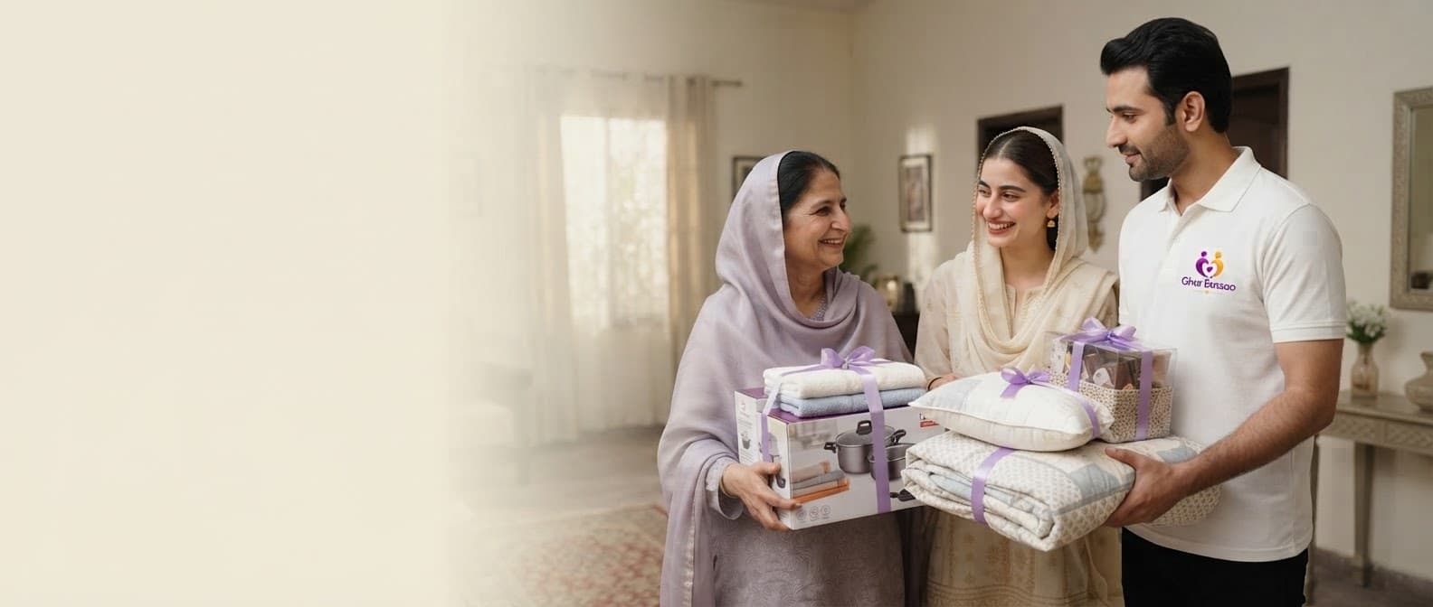 Family receiving Jahez support with dignity