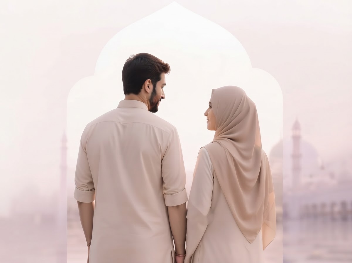A modest Muslim couple together